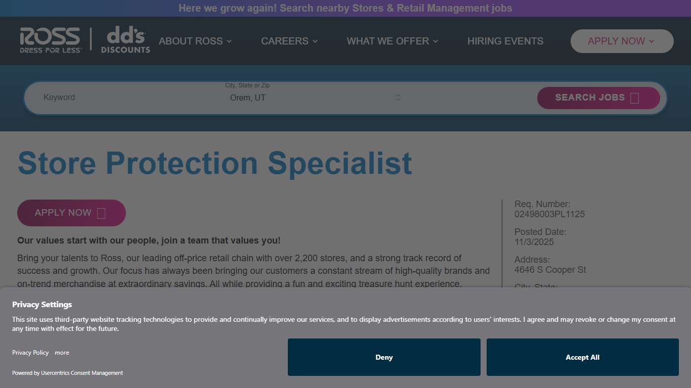 Store Protection Specialist | Arlington, TX | Ross Stores