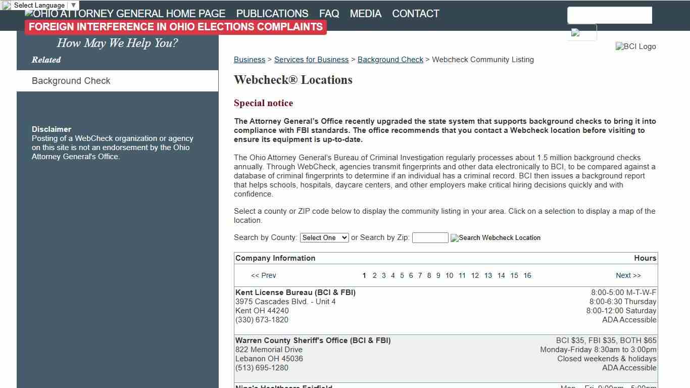 Webcheck Community Listing - Ohio Attorney General Dave Yost