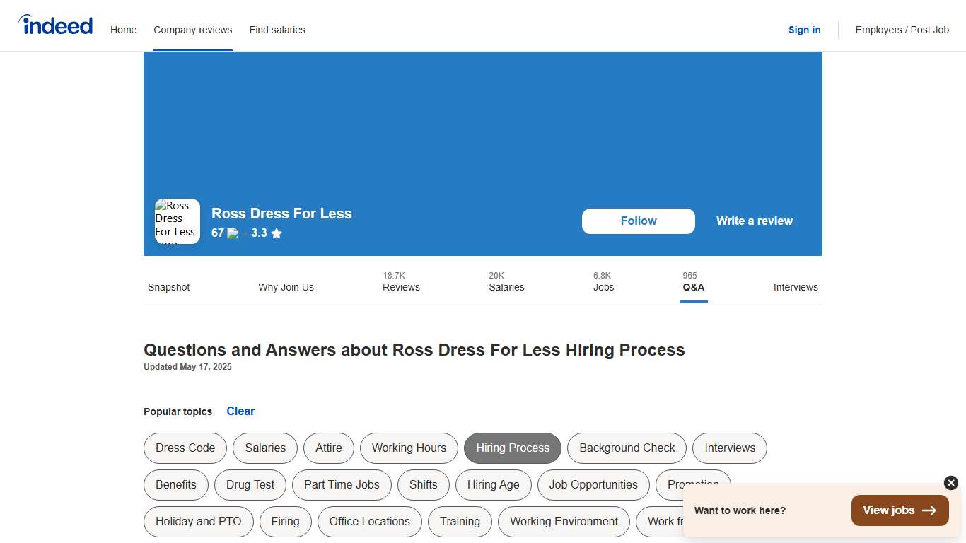 Questions and Answers about Ross Dress For Less Hiring Process | Indeed.com